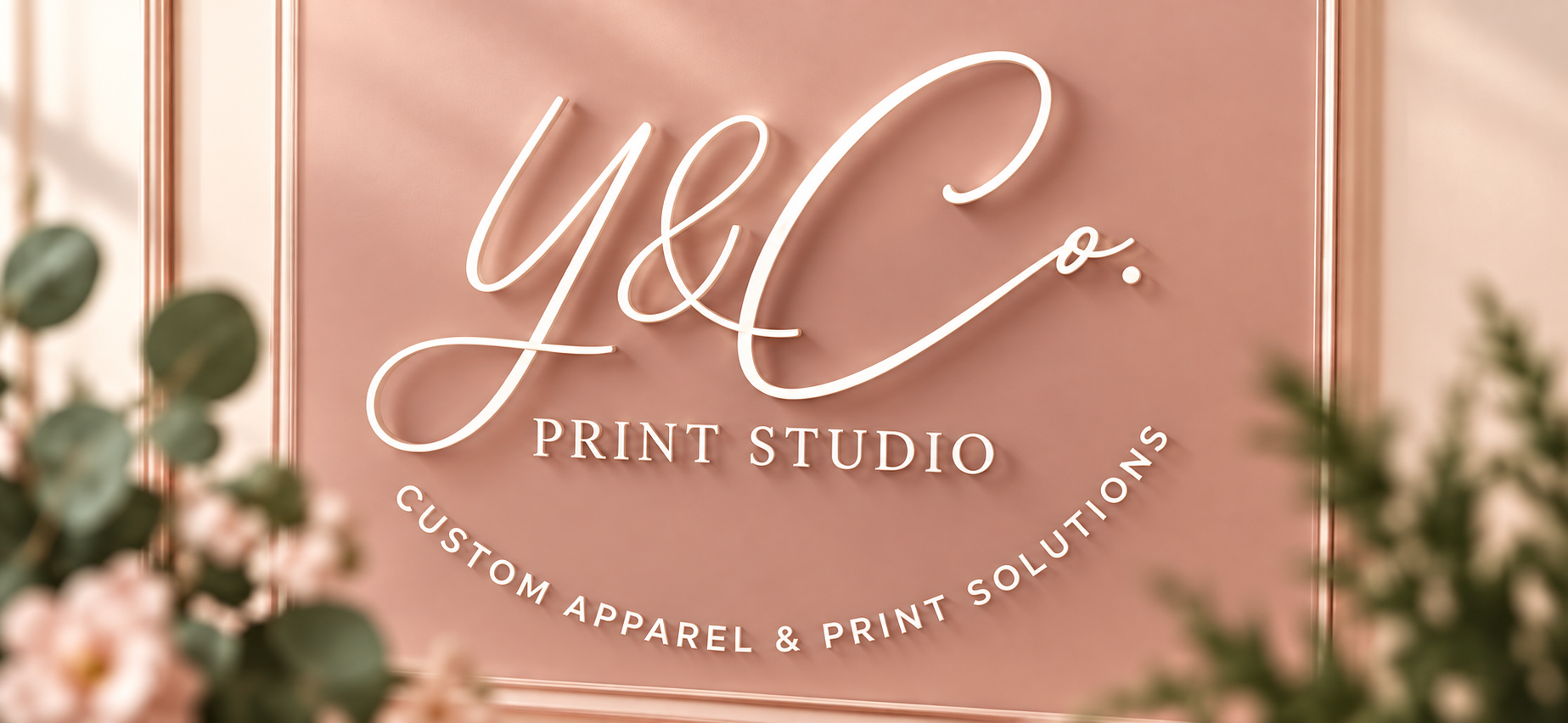 Y&Co. Print Studio acrylic sign with flowers